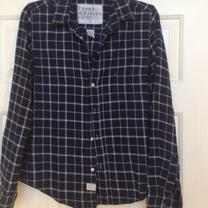Frank & Eileen navy windowpane flannel shirt